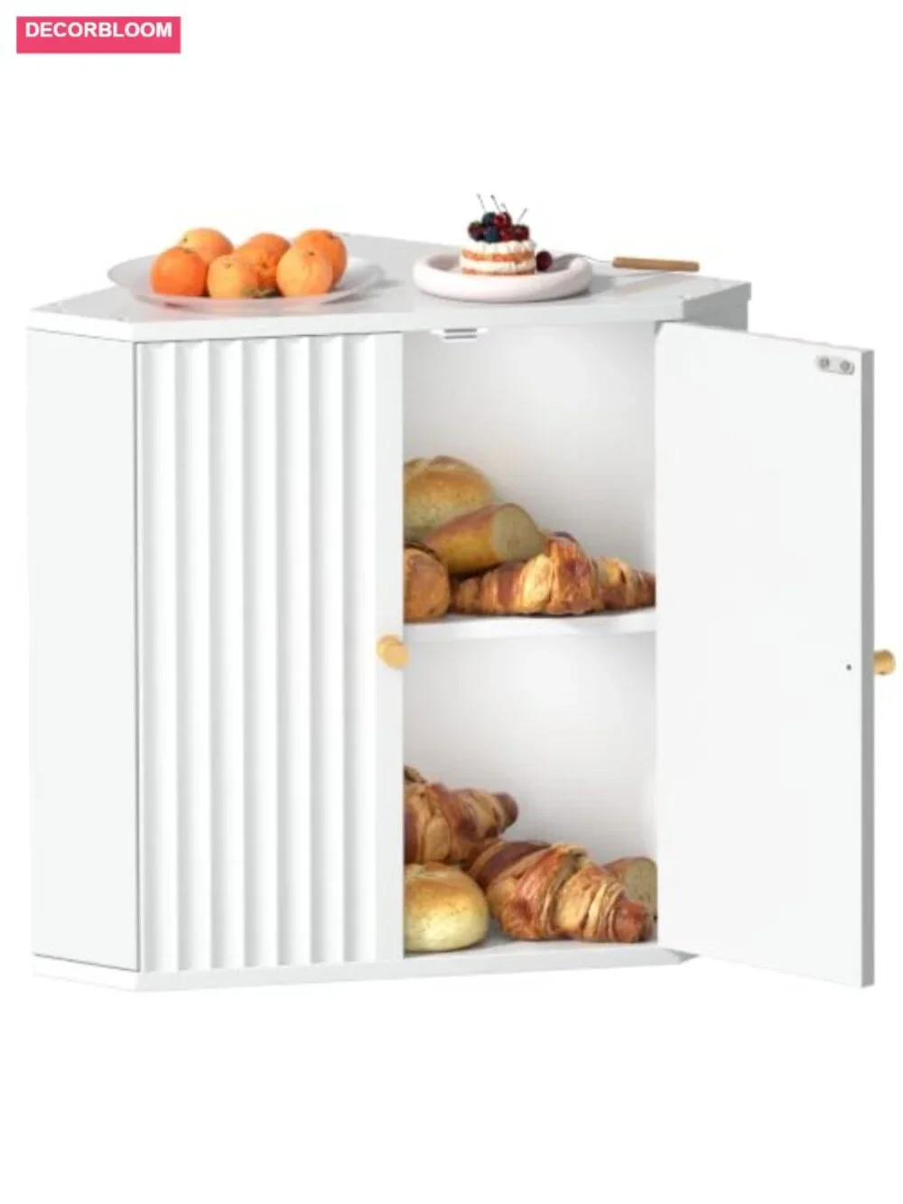 Bamboo Double Layer Bread Box for Kitchen Countertop, Large Bread Storage